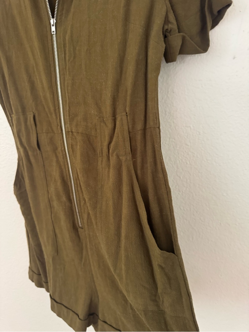 Forever 21 Olive Utility Short-Sleeve Romper with Tie Waist - Picture 11 of 13